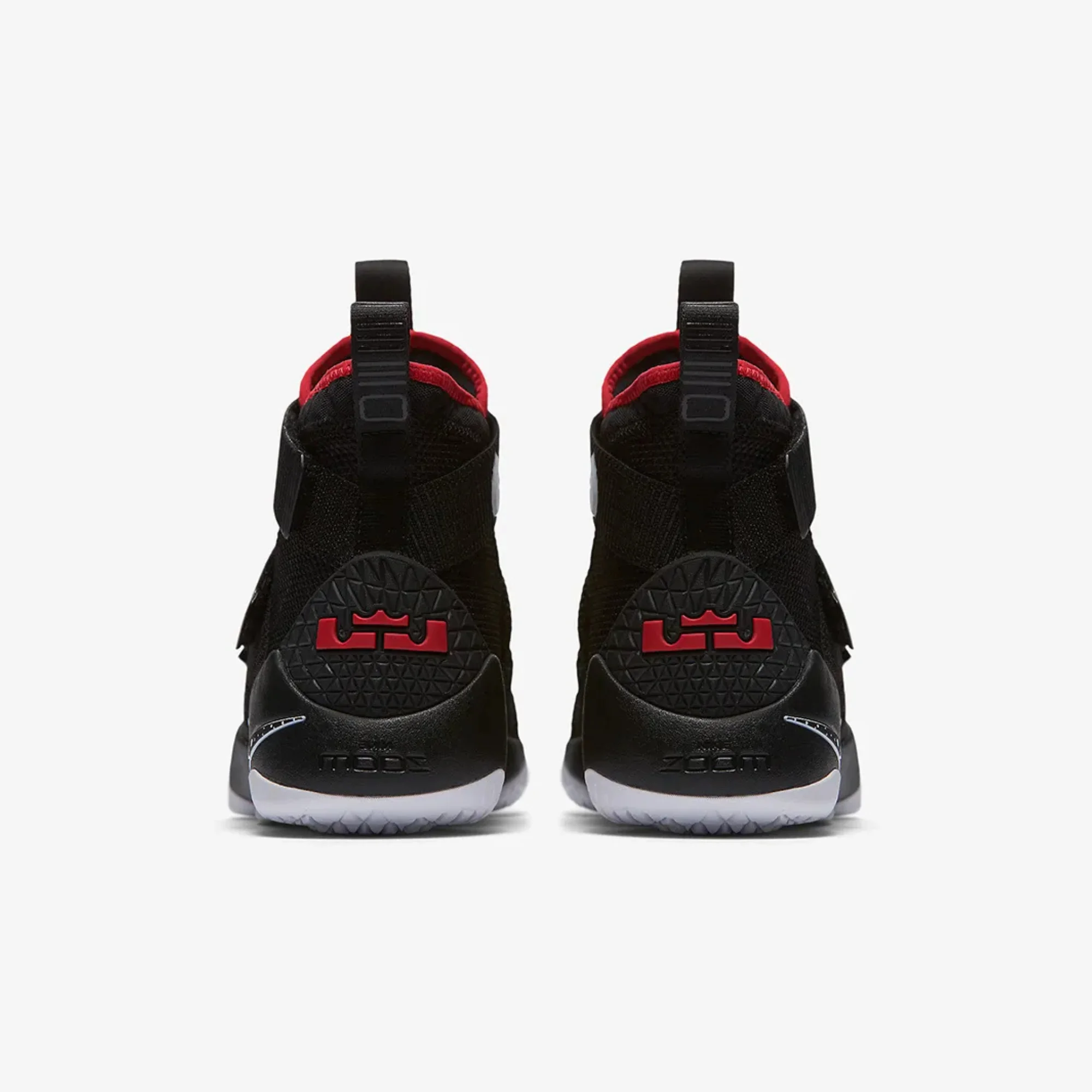 nike lebron soldier 11 bred side view nike lebron soldier 11 black university red close up nike lebron soldier 11 laceless strap design nike lebron soldier 11 outsole detail lebron soldier 11 on court action image nike lebron basketball sneakers pakistan