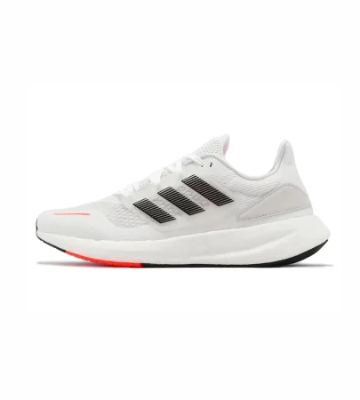 adidas pureboost 22 heat.rdy black white side view, adidas pureboost 22 mesh upper breathable design, adidas boost sole cushioning detail, adidas pureboost 22 outsole grip bottom, adidas pureboost 22 on feet running look men, adidas pureboost 22 heel cushioning close up, adidas pureboost 22 summer running shoes,