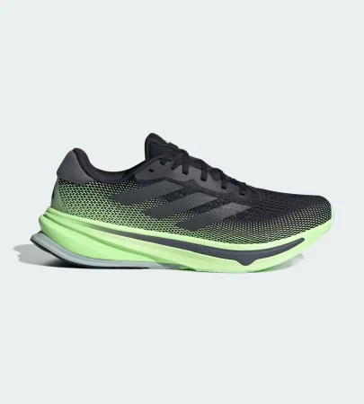 adidas supernova rise black green side view, adidas supernova rise mesh upper close up, adidas dreamstrike cushioning sole detail, adidas supernova rise outsole grip bottom, adidas supernova rise on feet running look, adidas supernova rise heel support design,