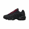 nike air max 95 black red side view, nike air max 95 red air unit detail, nike air max 95 black mesh upper close up, nike air max 95 outsole bottom view, nike air max 95 on feet look men, nike air max 95 layered design profile, nike air max 95 red accents branding,